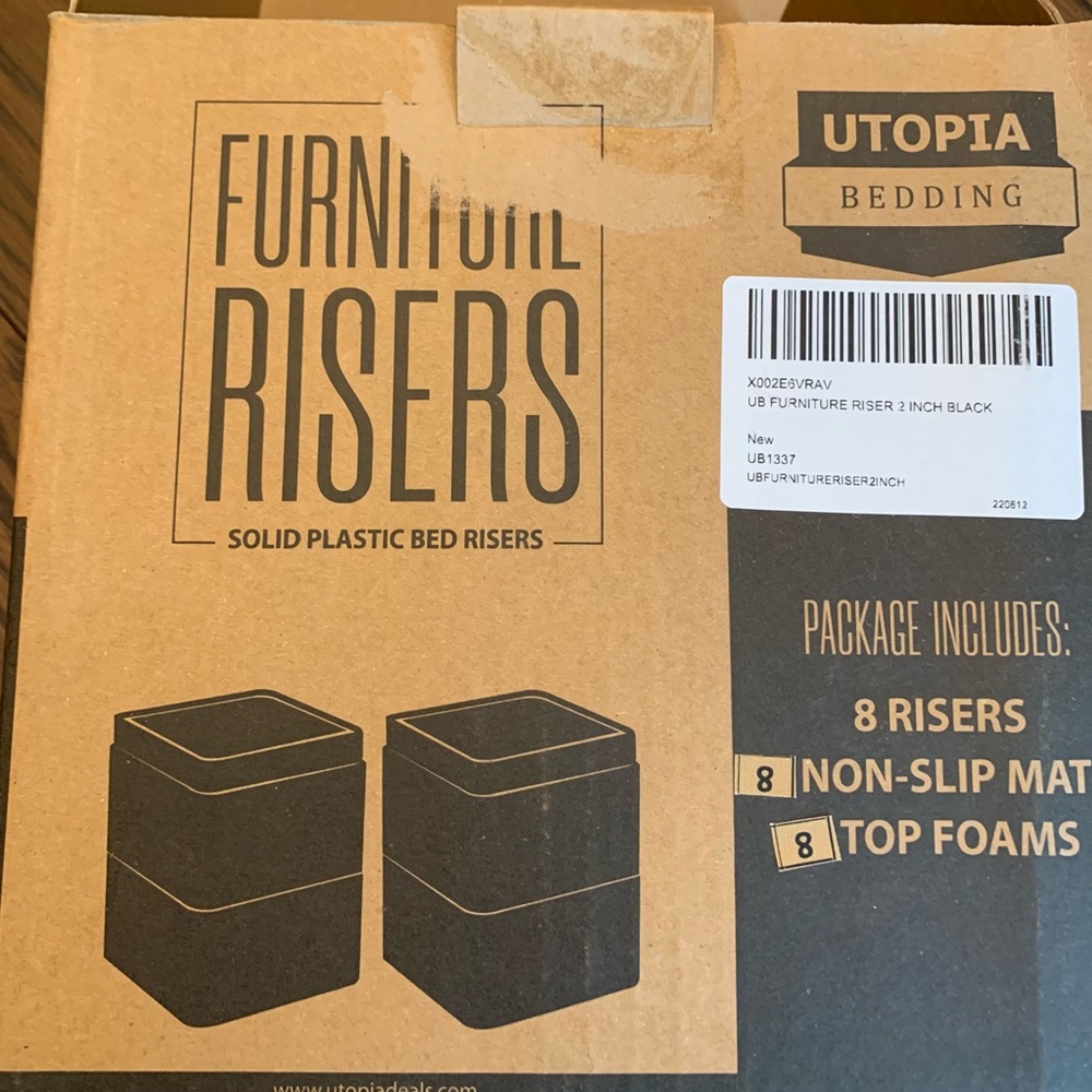 Utopia 2” Never Used Black With Non-slip Mats & Top Foam Furniture Risers